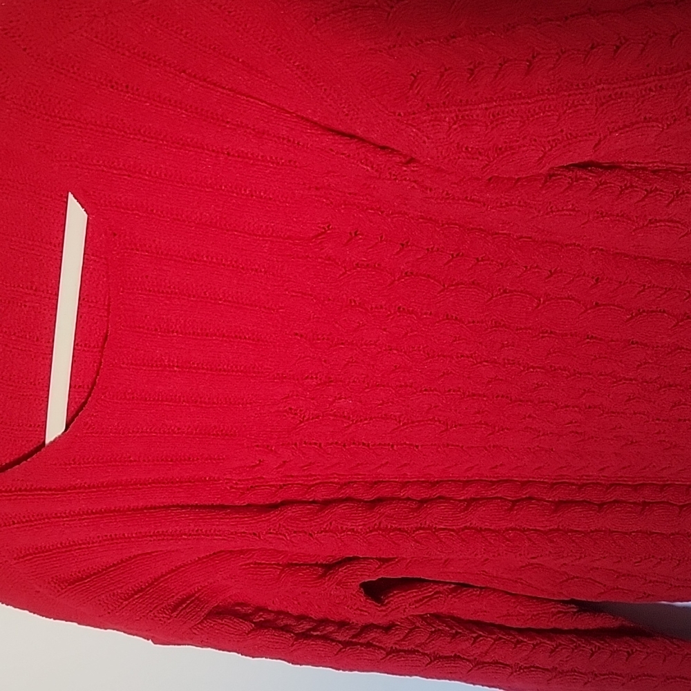 J. JILL red cable knit sweater size large - Picture 2 of 6